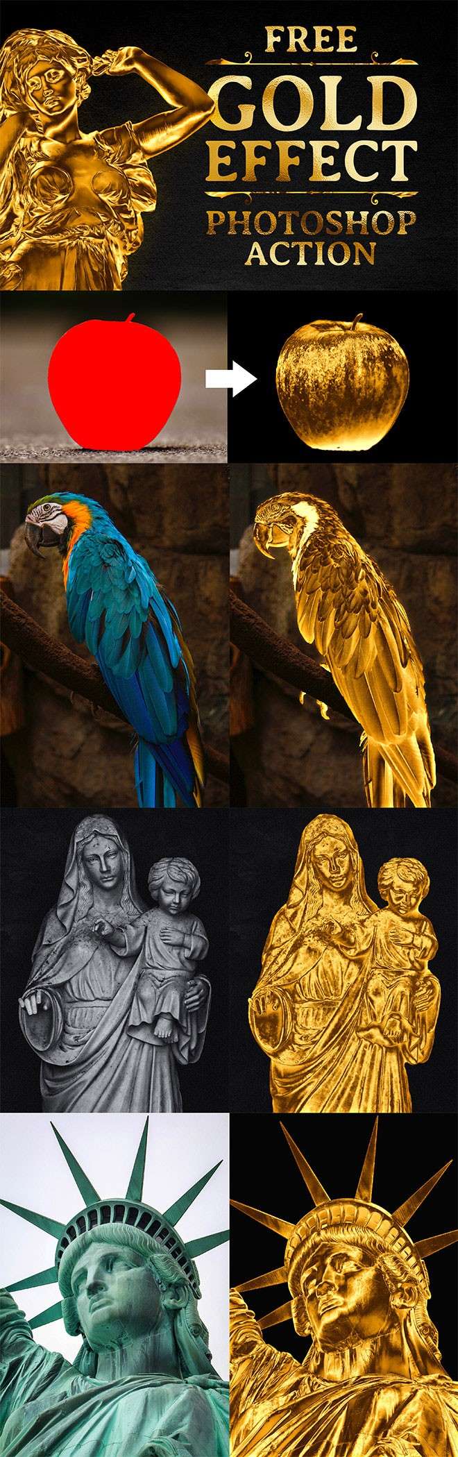 闪亮的黄金特效PS动作 插件预设 sucaiwan.com