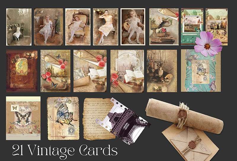 110+复古手工艺品拼贴手帐PNG免抠素材 图片素材 sucaiwan.com