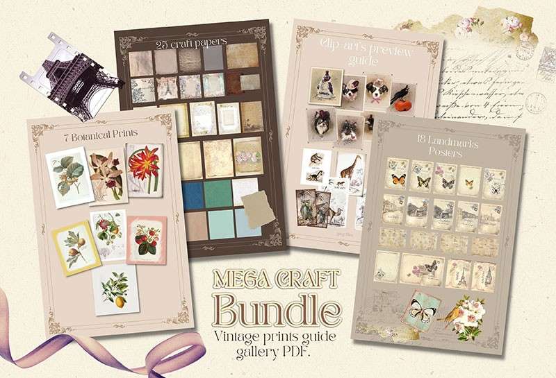 110+复古手工艺品拼贴手帐PNG免抠素材 图片素材 sucaiwan.com