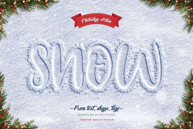 真实雪地文字效果PS动作 插件预设 sucaiwan.com