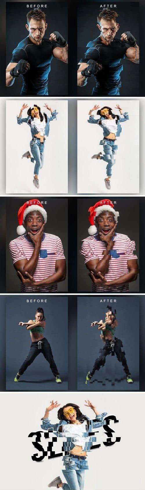 错位拼贴效果PS动作 插件预设 sucaiwan.com