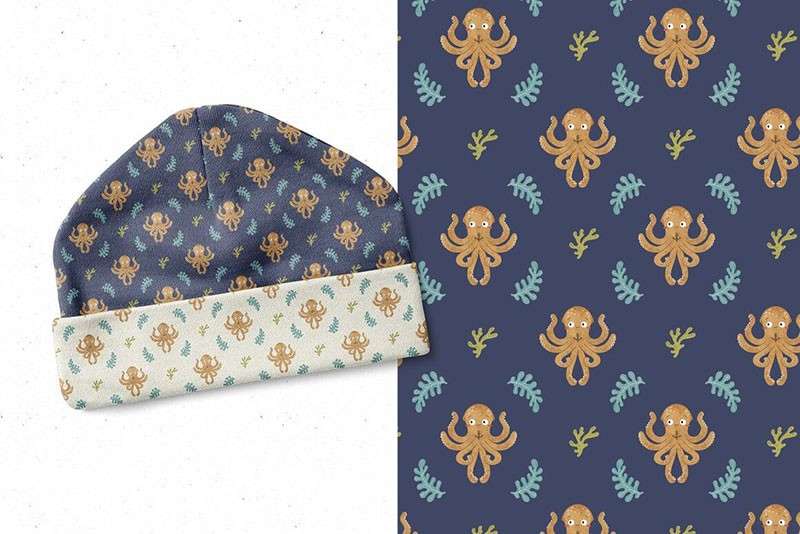 海洋主题无缝背景图案，JPG、PNG、TIF格式 图片素材 sucaiwan.com