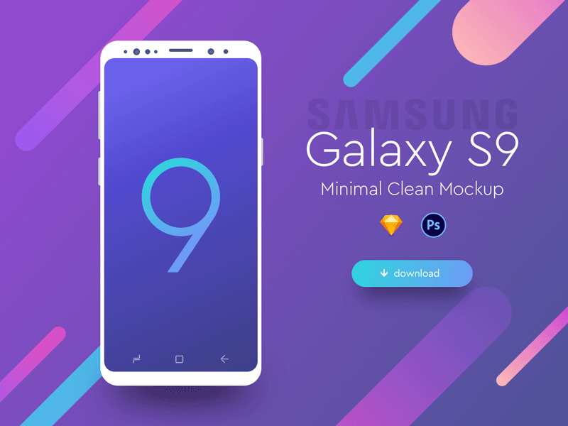 三星 Galaxy S9 手机模型，PSD Sketch 源文件 样机素材 sucaiwan.com