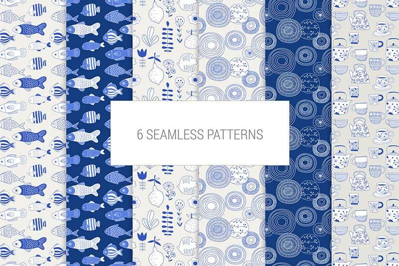 日式文艺手绘AI矢量图案套装 图片素材 sucaiwan.com