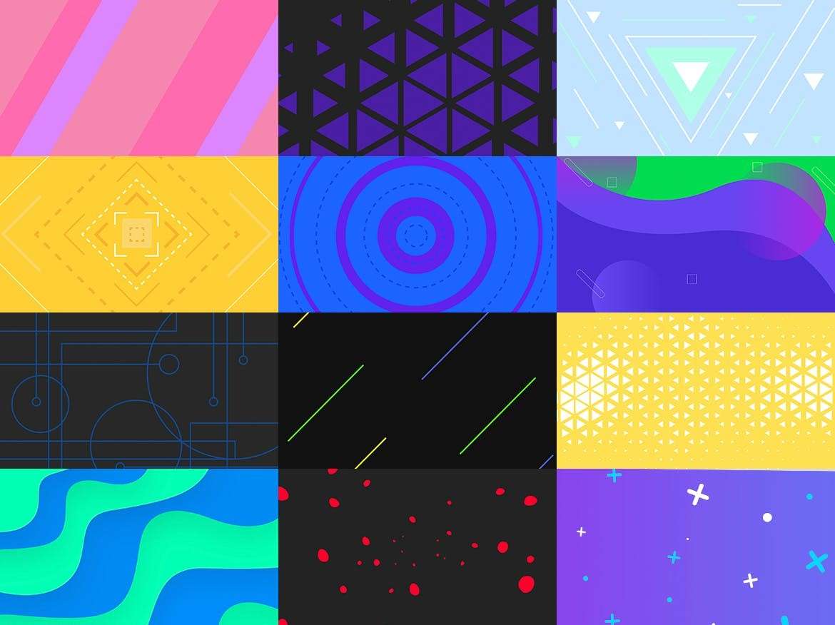 100个复古孟菲斯渐变图案背景素材PSD 图片素材 sucaiwan.com