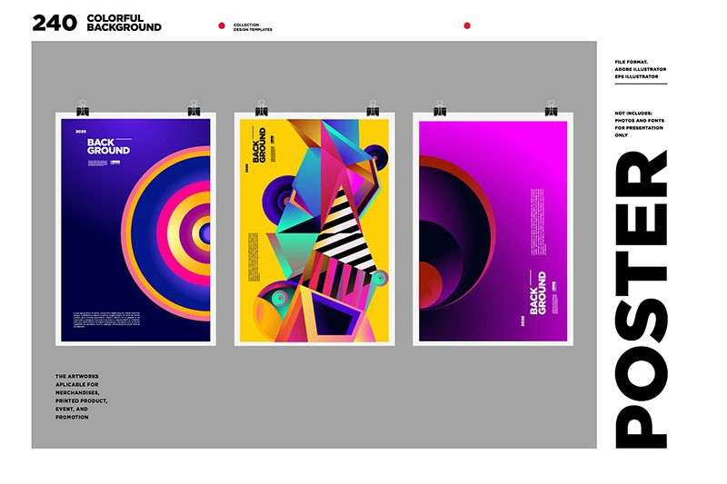 240张多彩抽象几何矢量背景图案，AI源文件 图片素材 sucaiwan.com