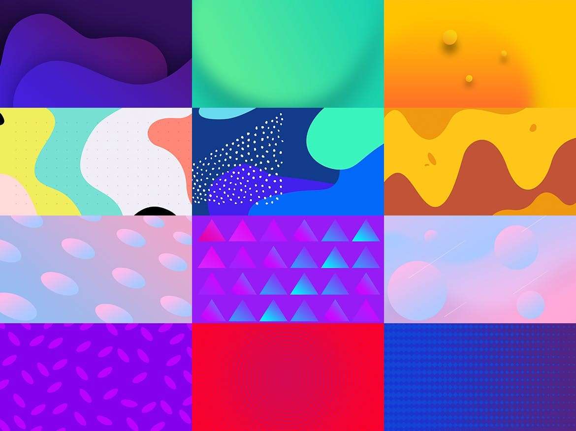 100个复古孟菲斯渐变图案背景素材PSD 图片素材 sucaiwan.com
