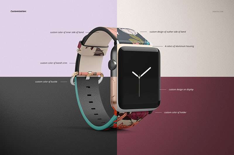 Apple Watch苹果手表带设计展示样机模板PSD 样机素材 sucaiwan.com