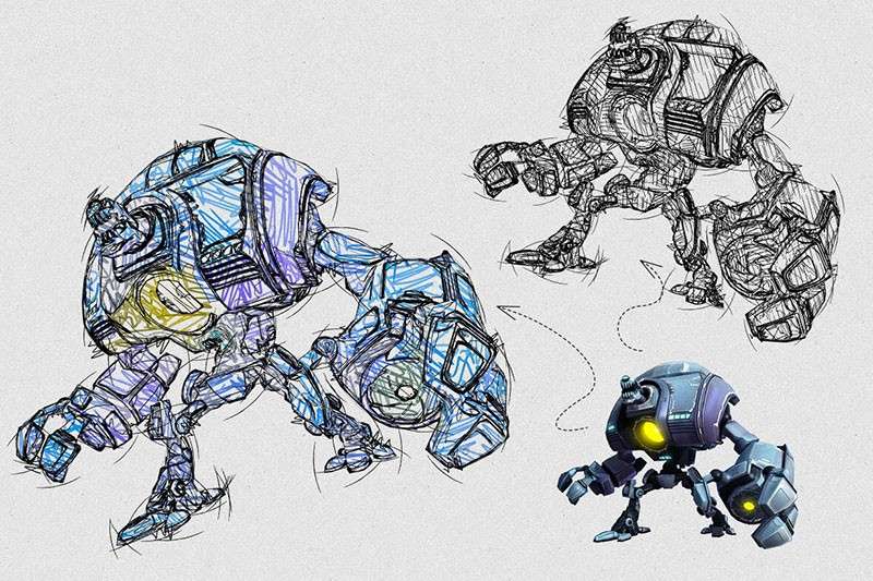 手绘线稿素描草图PS动作 插件预设 sucaiwan.com