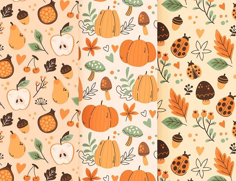 12套秋季无缝背景图案，AI源文件 图片素材 sucaiwan.com