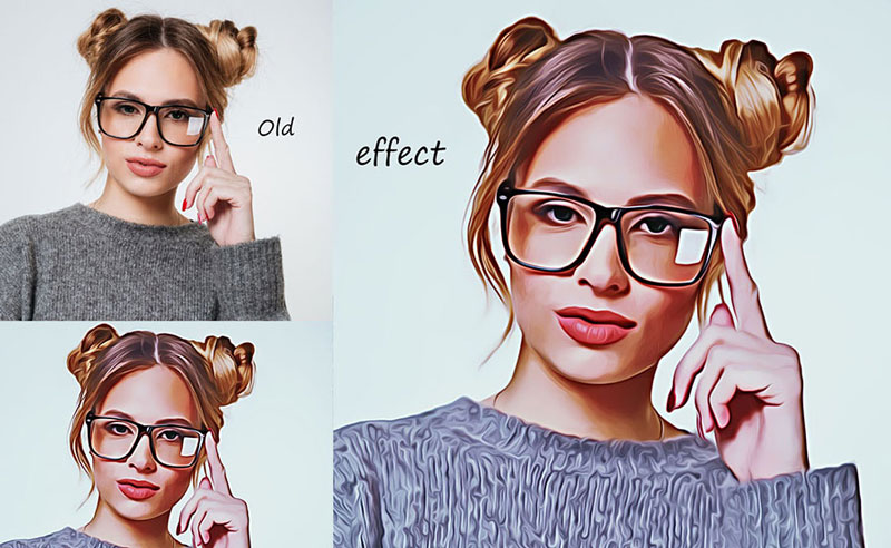 一键油画效果，ps动作 插件预设 sucaiwan.com