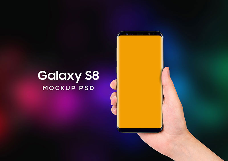 三星 Galaxy S8 手持手机模版，PSD分层 样机素材 sucaiwan.com