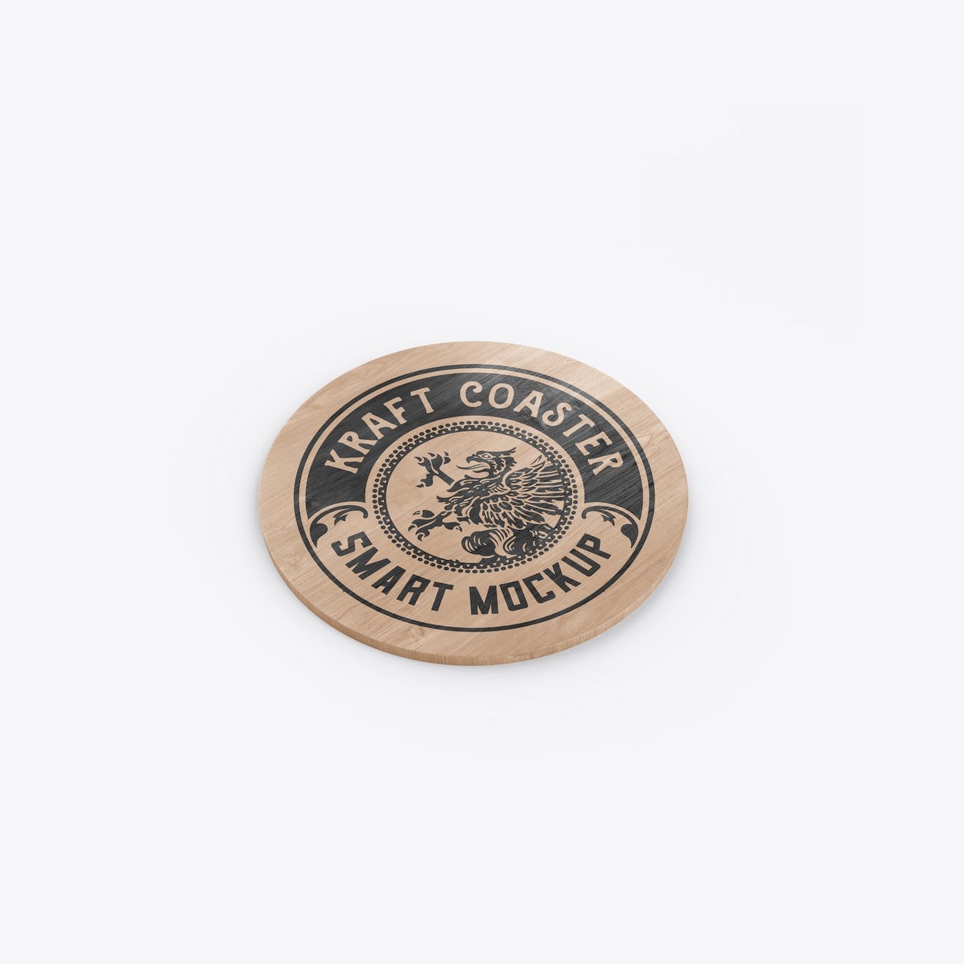木制圆形杯垫Logo设计样机 Set Round Wooden Coaster Mockup 样机素材 sucaiwan.com