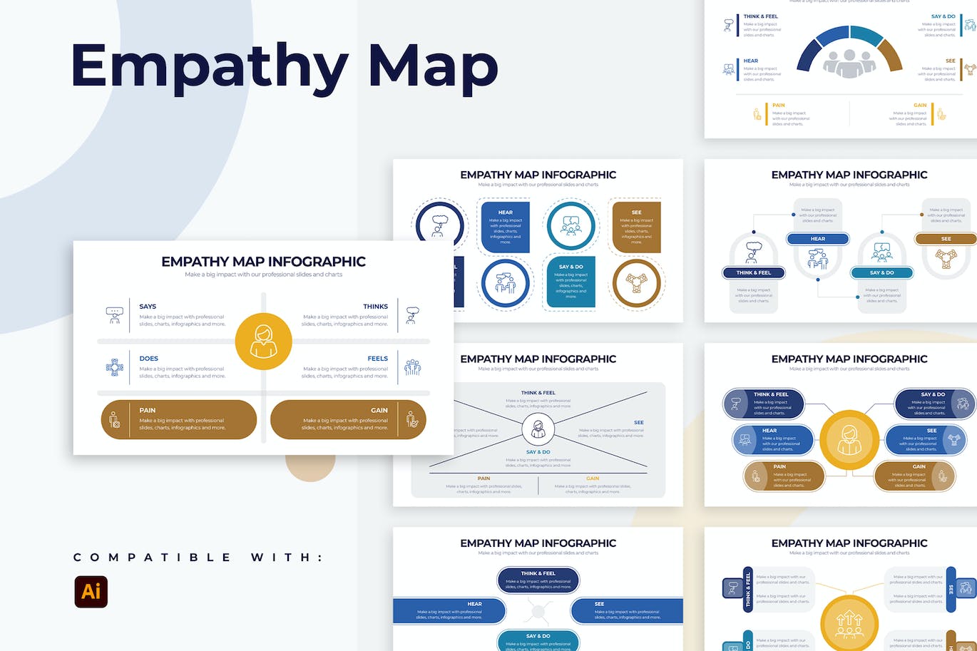 商业同理心图信息图表矢量模板 Business Empathy Map Illustrator Infographics 幻灯图表 sucaiwan.com