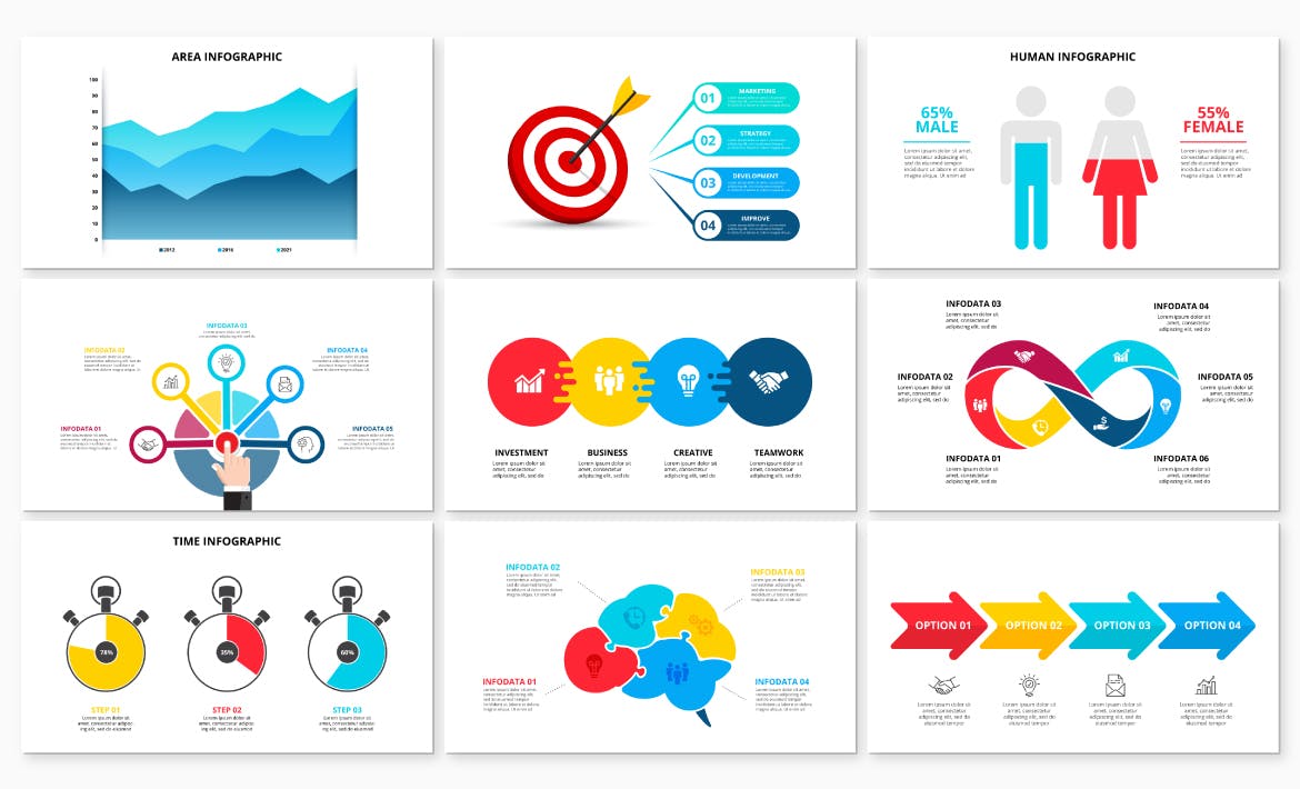 商业多用途信息图表元素集合 Business Infographics Elements Set 幻灯图表 sucaiwan.com