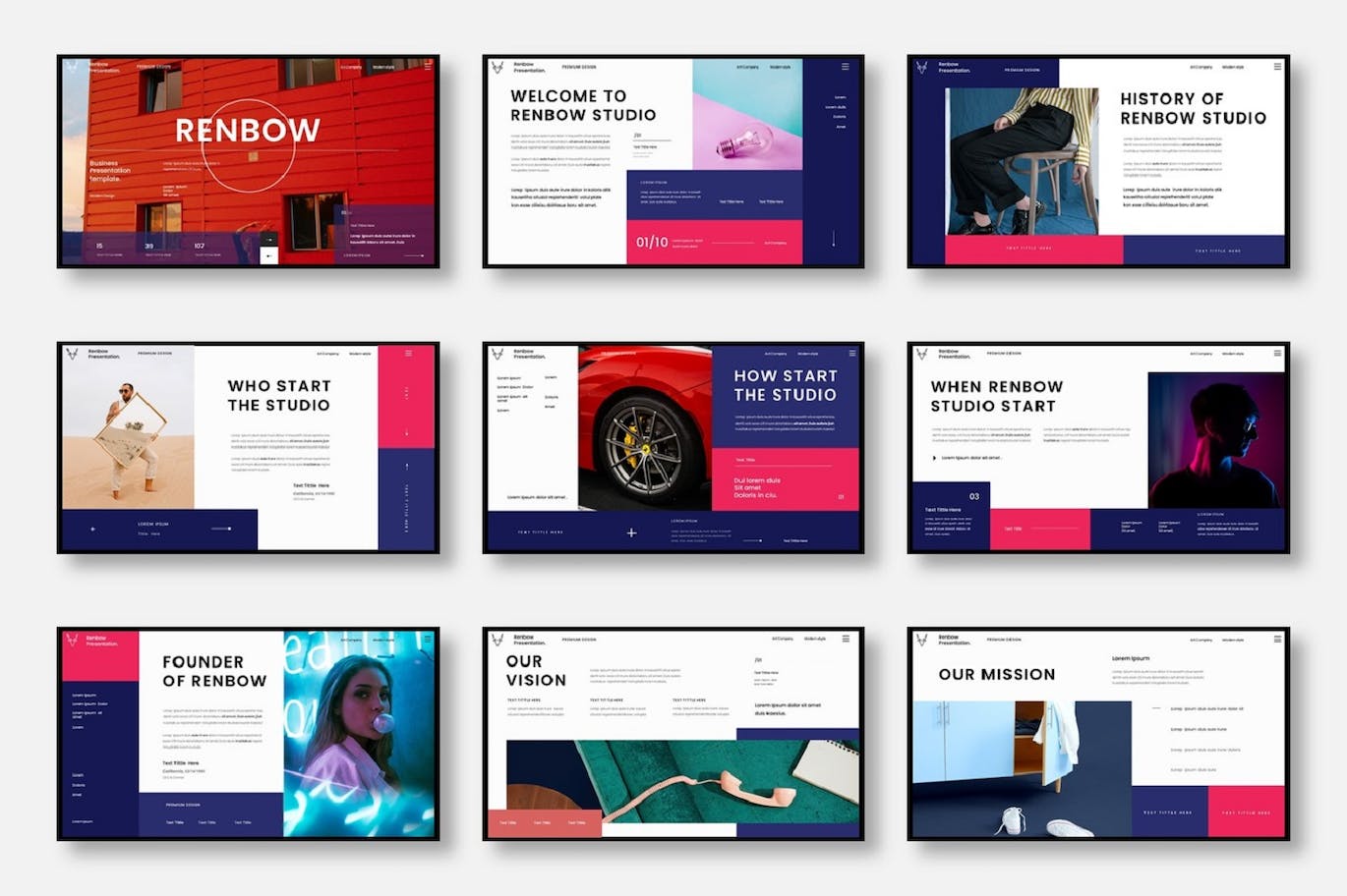 企业宣传材料PowerPoint演示模板 Renbow – Business PowerPoint Template 幻灯图表 sucaiwan.com