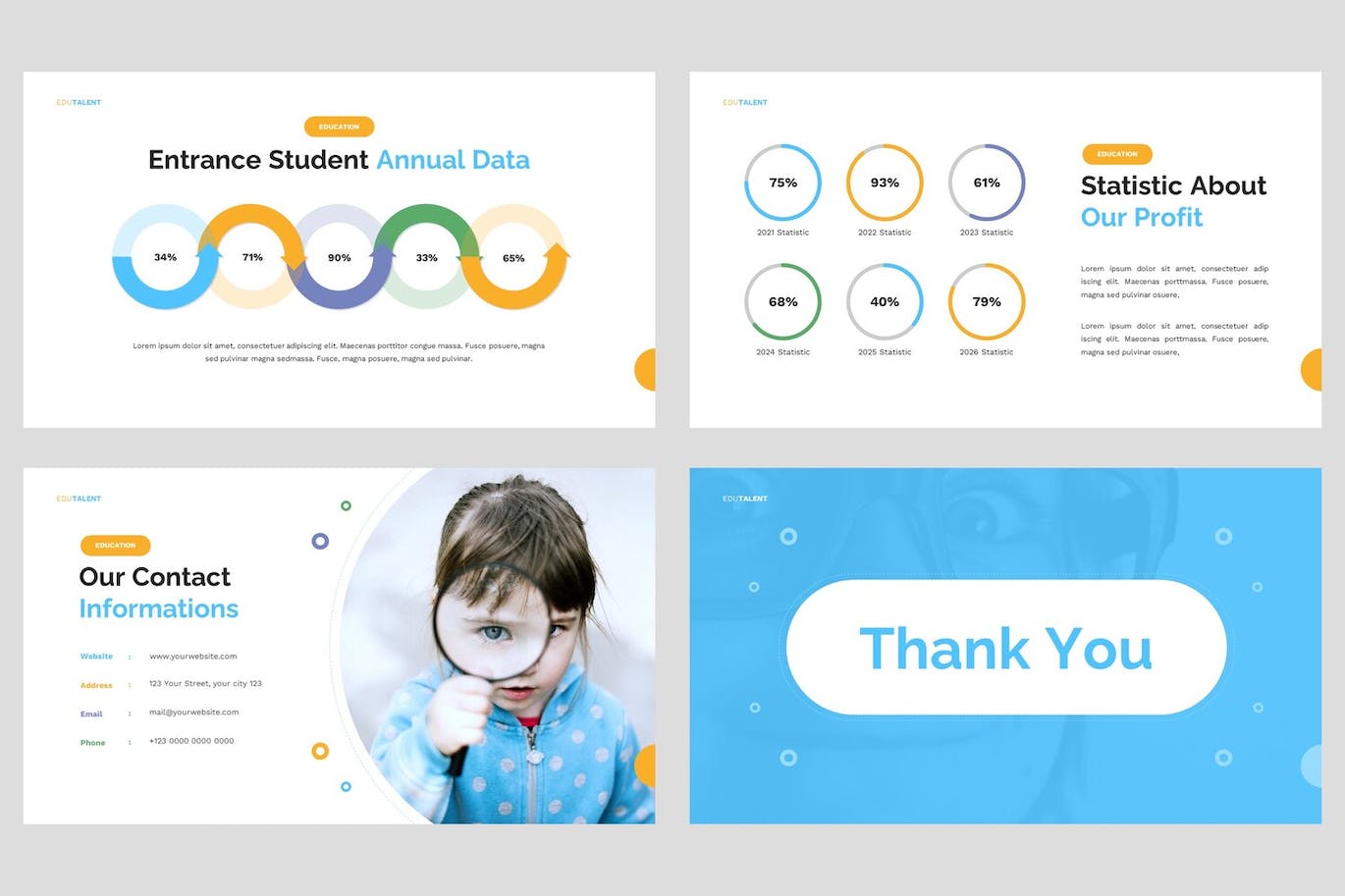 儿童教育课程PPT模板 EduTalent – Children Education Powerpoint Template 幻灯图表 sucaiwan.com