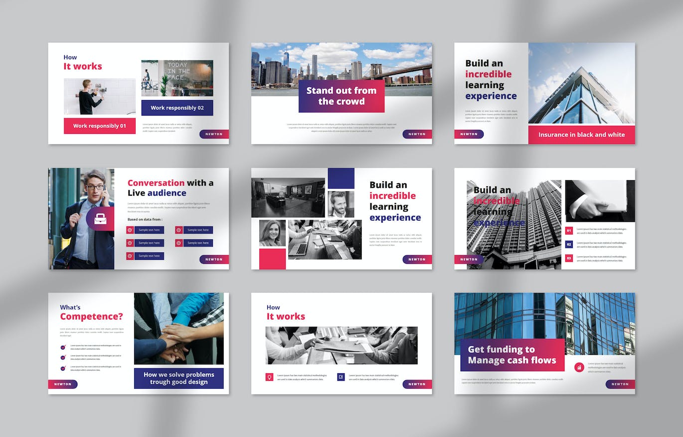 企业产品展示PPT模板下载 Newton Business PowerPoint 幻灯图表 sucaiwan.com