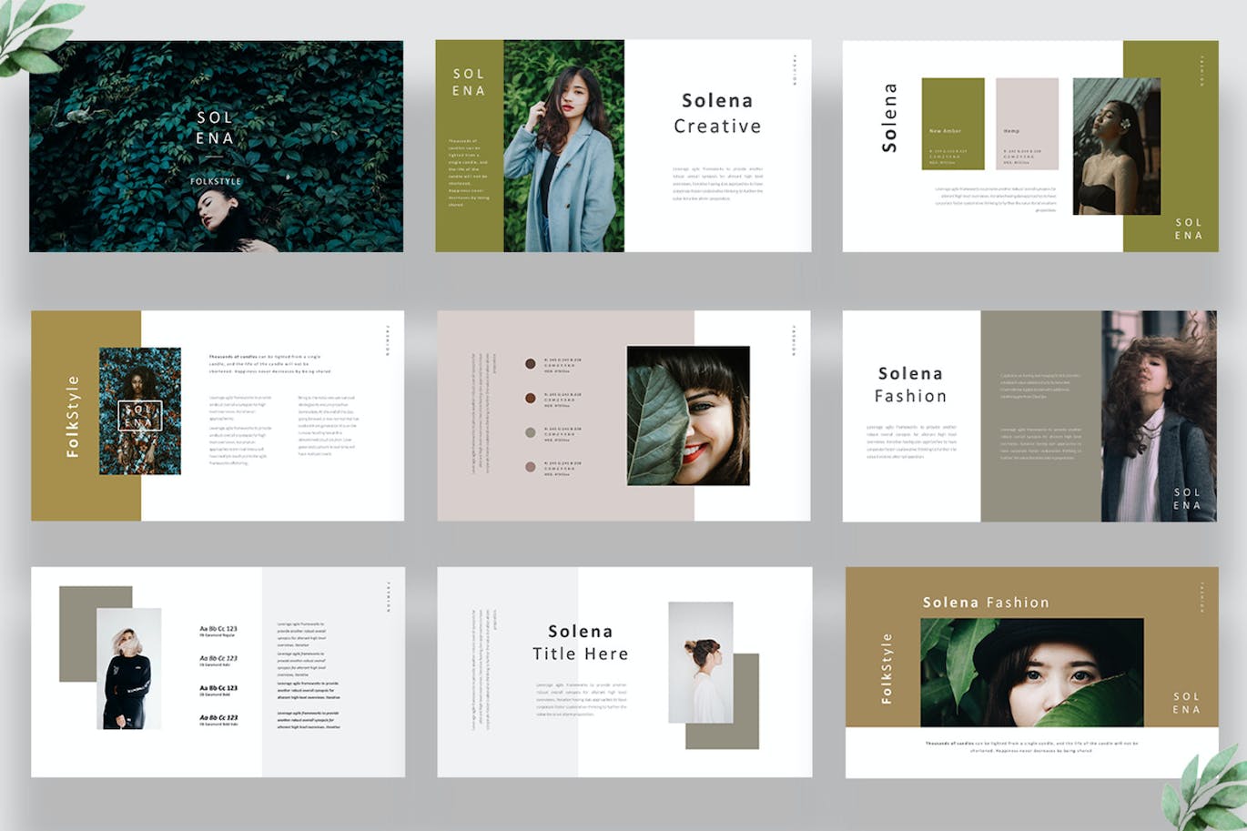 Lookbook作品图册Powerpoint幻灯片模板 Solena Lookbook Powerpoint 幻灯图表 sucaiwan.com