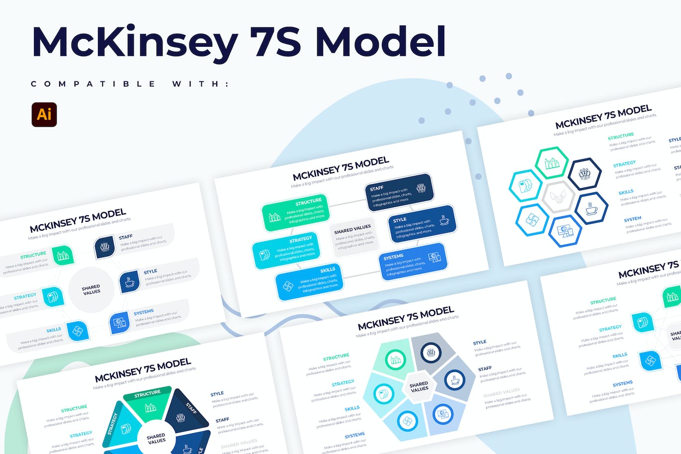 麦肯锡7S模型信息图表矢量模板 Business McKinsey 7S Model Illustrator Infographic 幻灯图表 sucaiwan.com