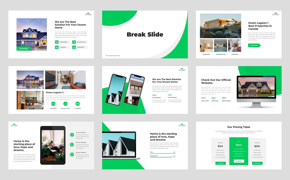 房地产建筑绿色PPT演示文稿 Green Lagoon – Real Estate PowerPoint Template 幻灯图表 第3张-素材湾丨精选海外优质设计素材资源 房地产建筑绿色PPT演示文稿 Green Lagoon – Real Estate PowerPoint Template 幻灯图表 sucaiwan.com