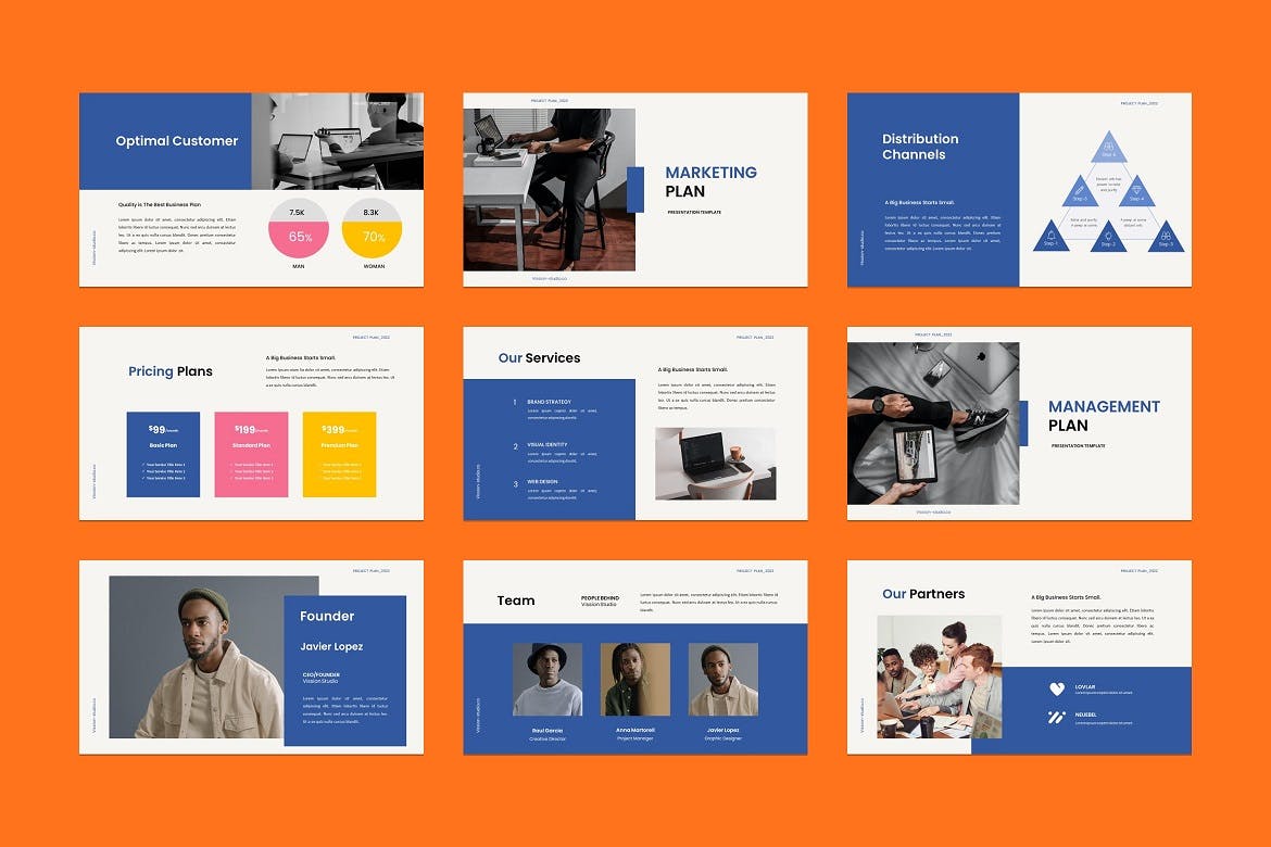 高端商务风企业计划PPT素材 Business Plan PowerPoint Template 幻灯图表 sucaiwan.com