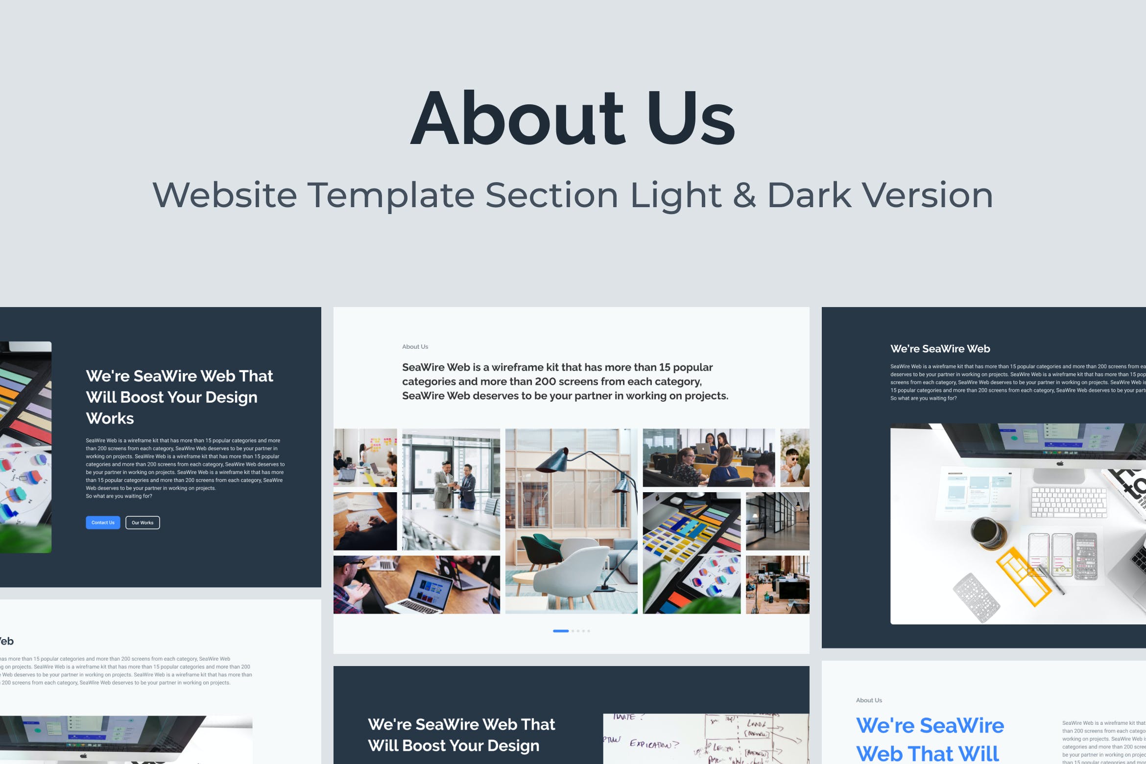 Web网站“关于我们”页面设计模板v4 Web About Us Section Template APP UI sucaiwan.com