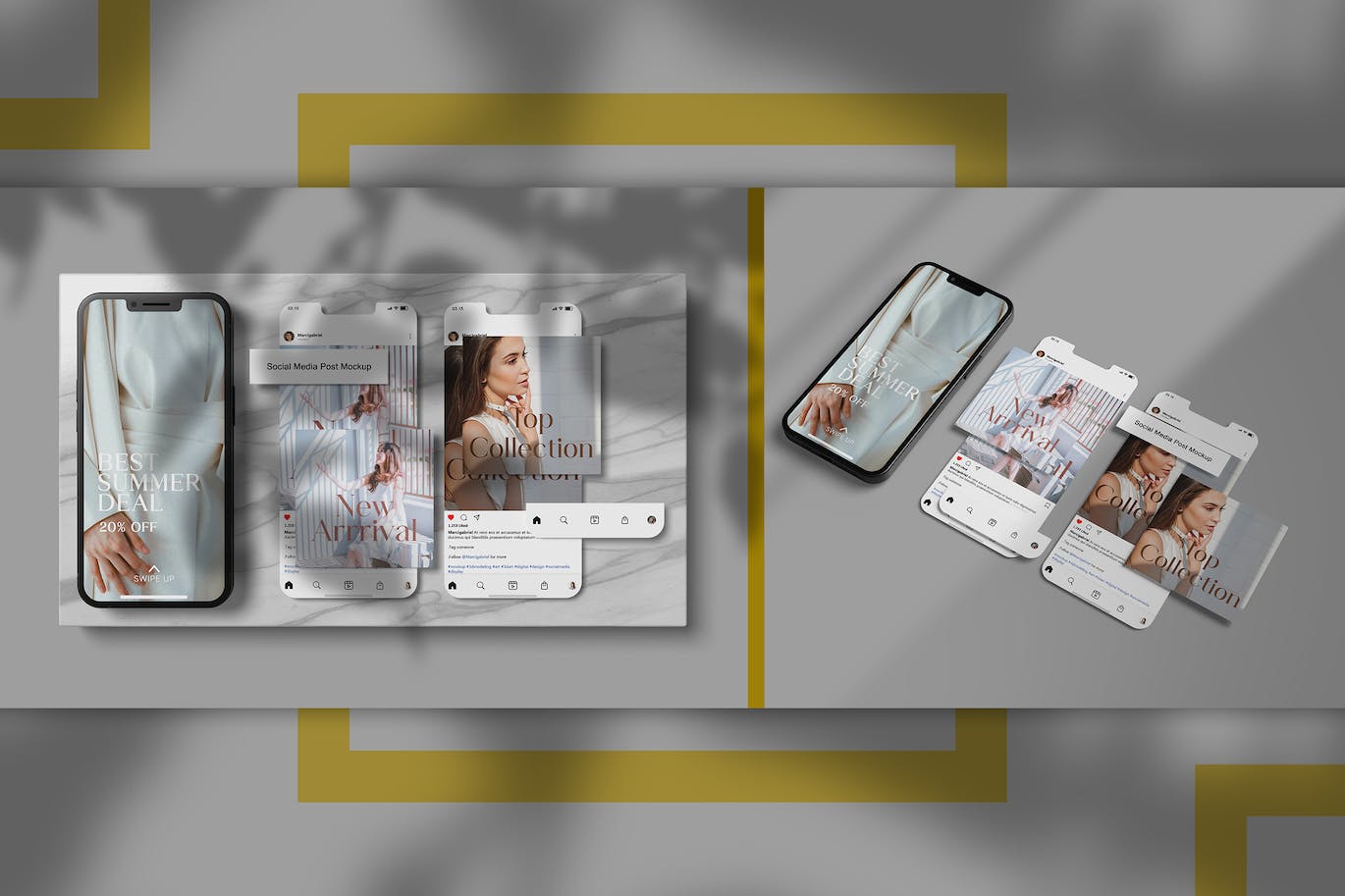 社交媒体帖子手机屏幕样机 XFA – Clean Social Media Mockup 样机素材 sucaiwan.com
