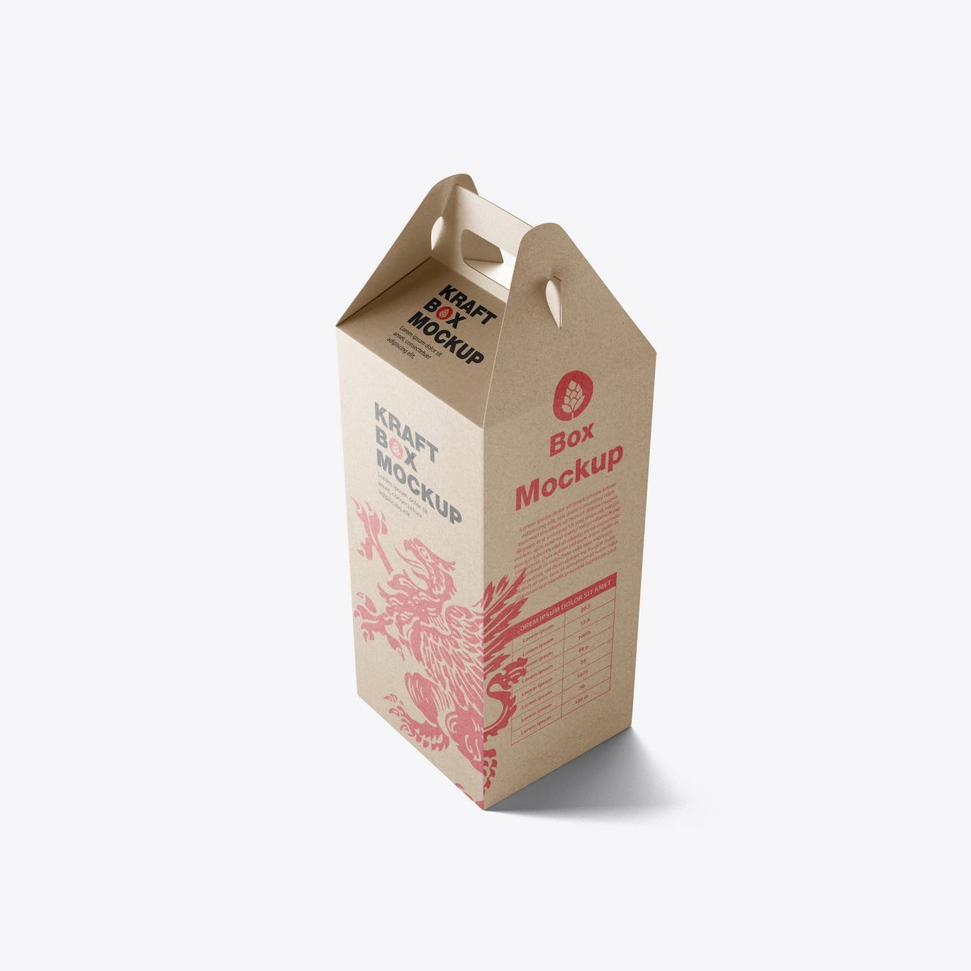 带把手的牛皮纸盒设计样机模板 Set Kraft Box with Handles Mockup APP UI sucaiwan.com