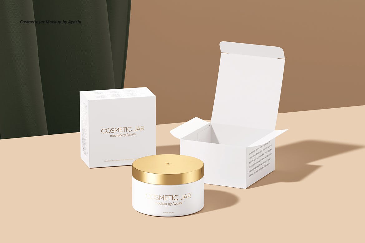 化妆品罐和盒子包装设计样机 Cosmetic Jar and Box Mockup 样机素材 sucaiwan.com