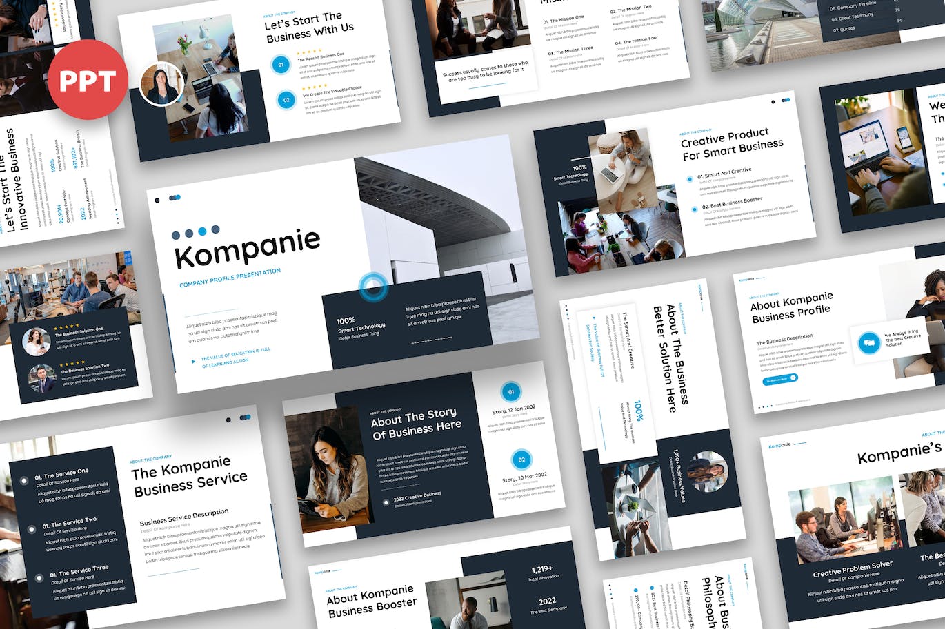公司策略分析PPT幻灯片模板 Kompanie – Company Profile Powerpoint 幻灯图表 sucaiwan.com