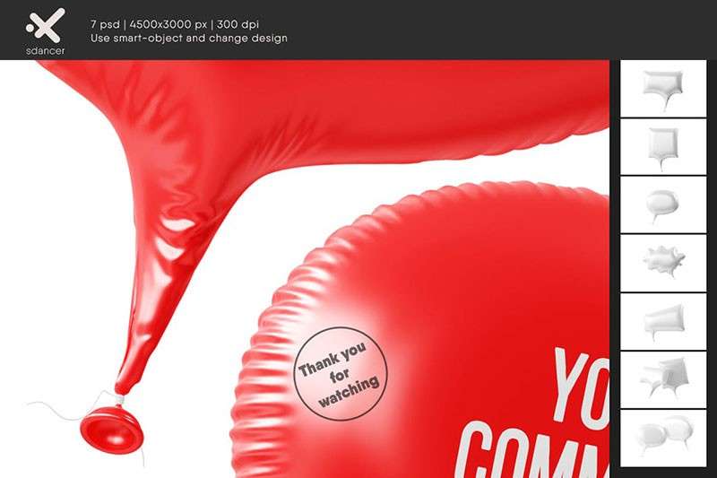 气泡气球设计展示样机PSD模板 样机素材 sucaiwan.com