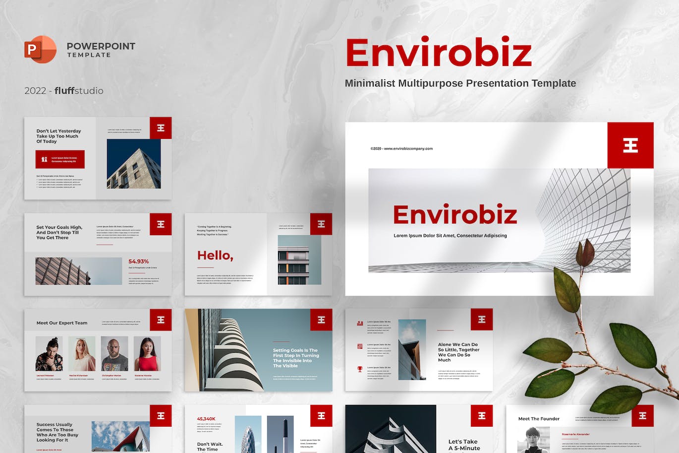 公司管理流程培训PPT设计模板 Envirobiz – Business PowerPoint Template 幻灯图表 sucaiwan.com