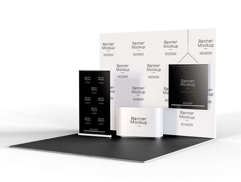 11套展销会展台展位设计样机模板PSD 样机素材 sucaiwan.com