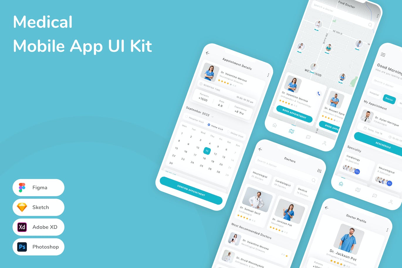医学医疗App应用程序UI设计模板套件 Medical Mobile App UI Kit APP UI sucaiwan.com