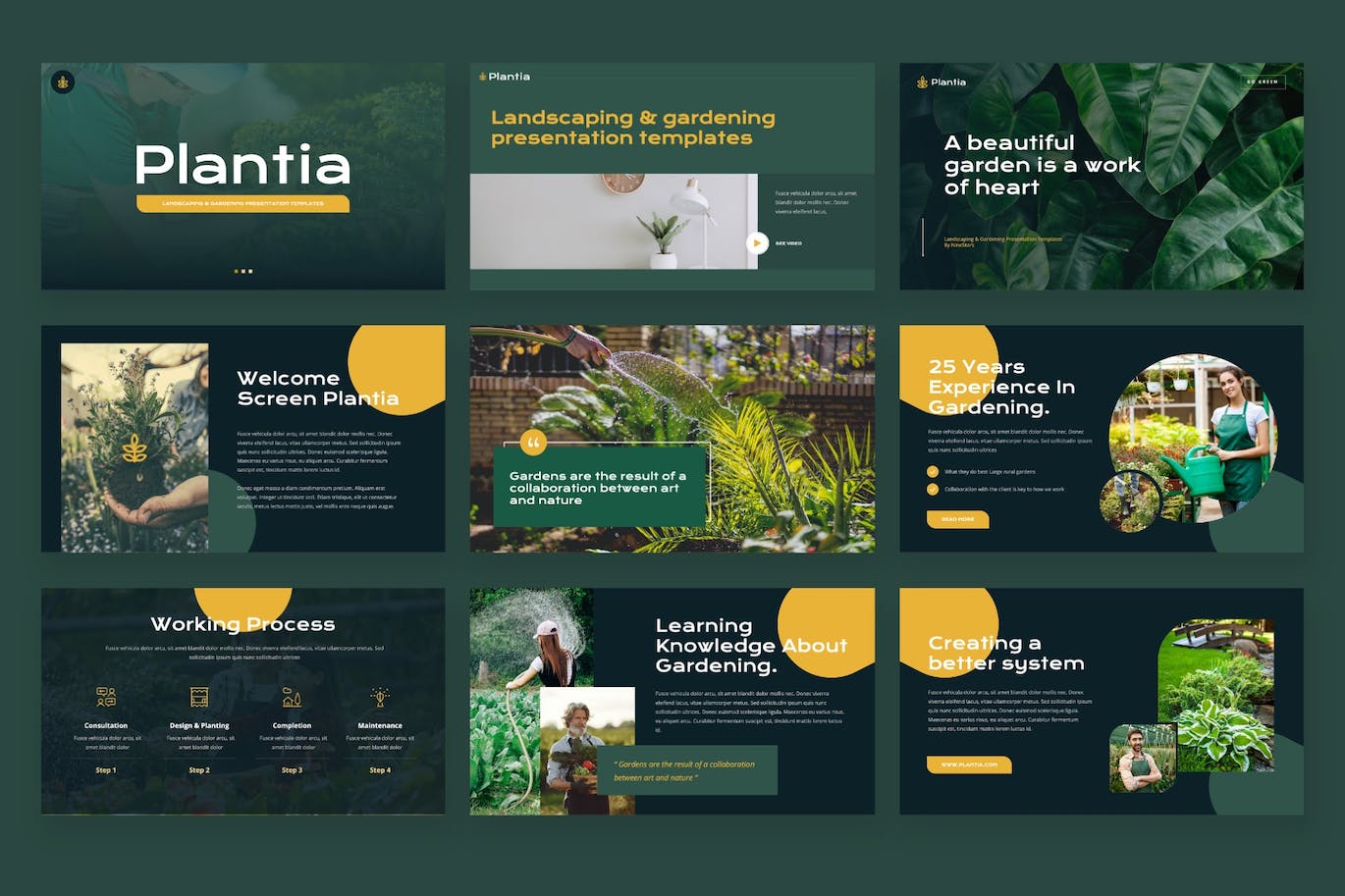 园林绿化和园艺PPT模板下载 Plantia – Landscaping Powerpoint Template 幻灯图表 sucaiwan.com
