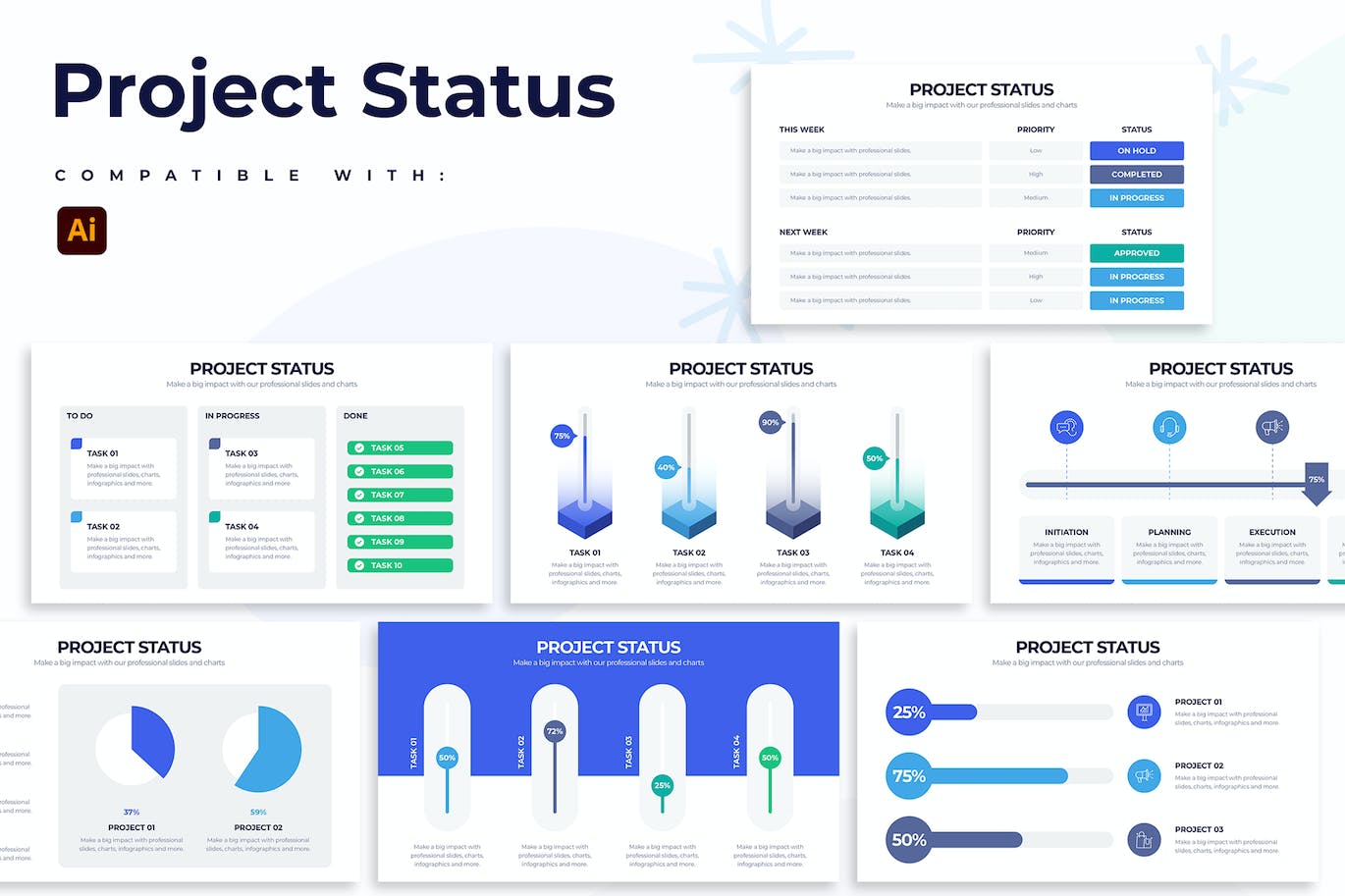 项目状态信息图表矢量模板 Business Project Status Illustrator Infographics 幻灯图表 sucaiwan.com