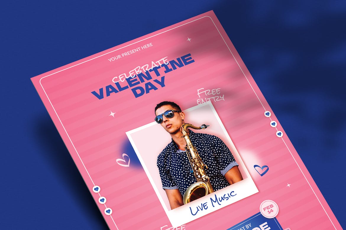 情人节粉色宣传单素材 Sille – Valentine Day Flyer 设计素材 sucaiwan.com