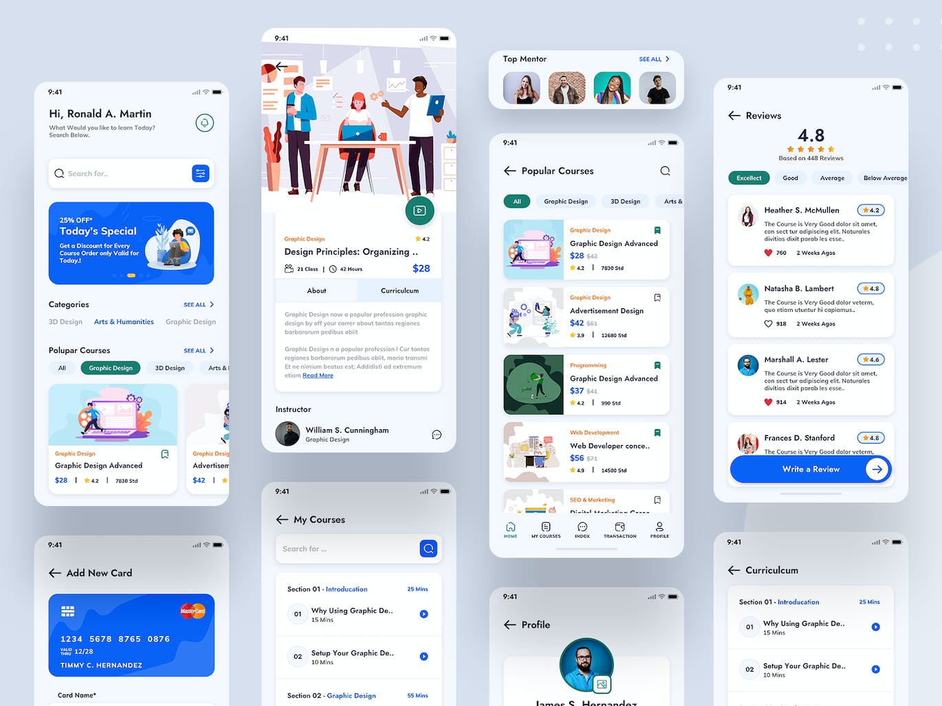 在线电子学习应用App模板UI套件 Telead E-learning Mobile App UI Kit APP UI sucaiwan.com