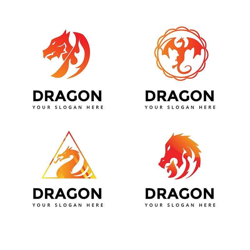 36个龙形LOGO标志矢量模板，AI源文件 图标素材 sucaiwan.com