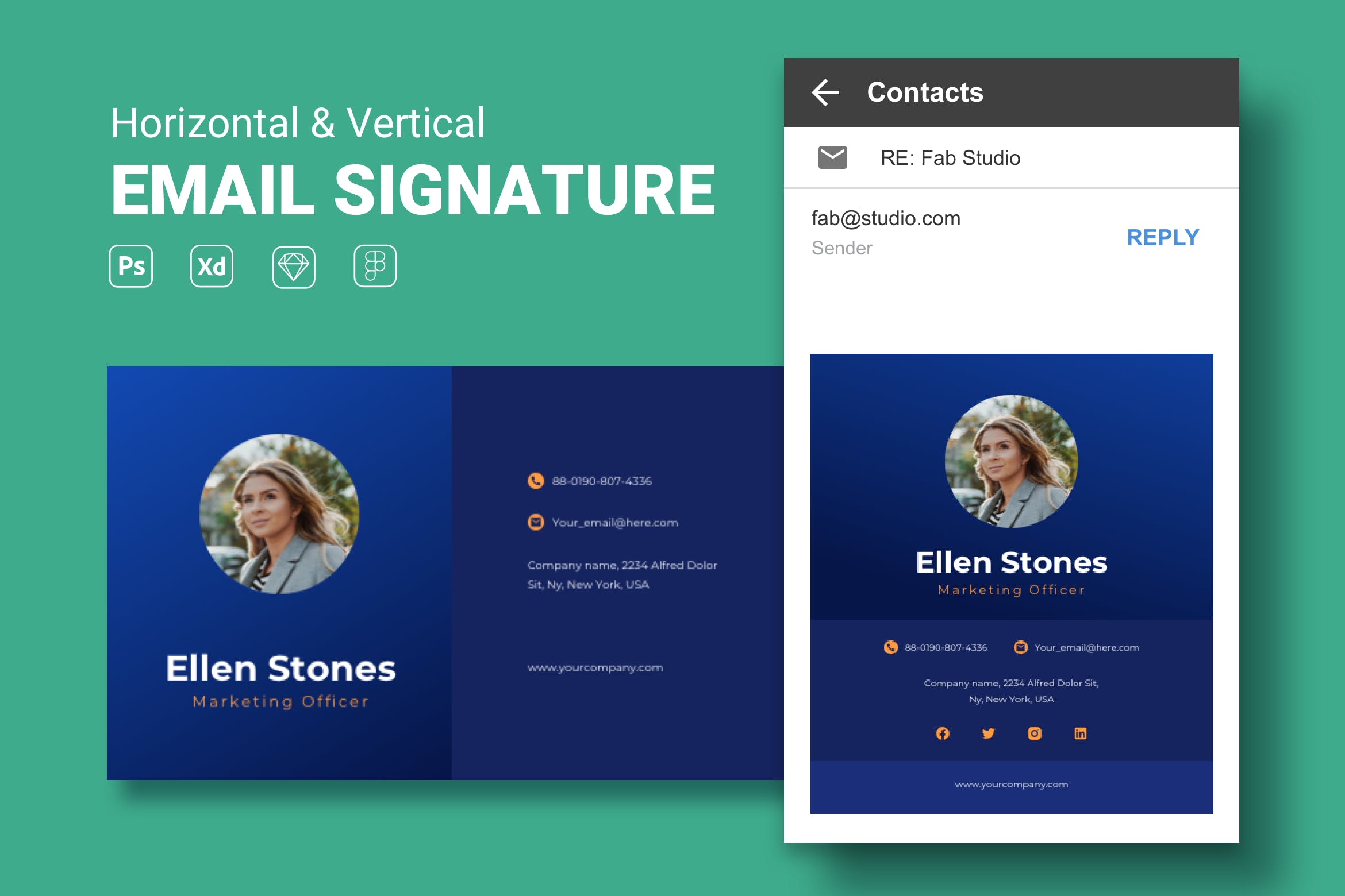 专业通用的电子邮件签名设计模板v4 Email Signature APP UI sucaiwan.com