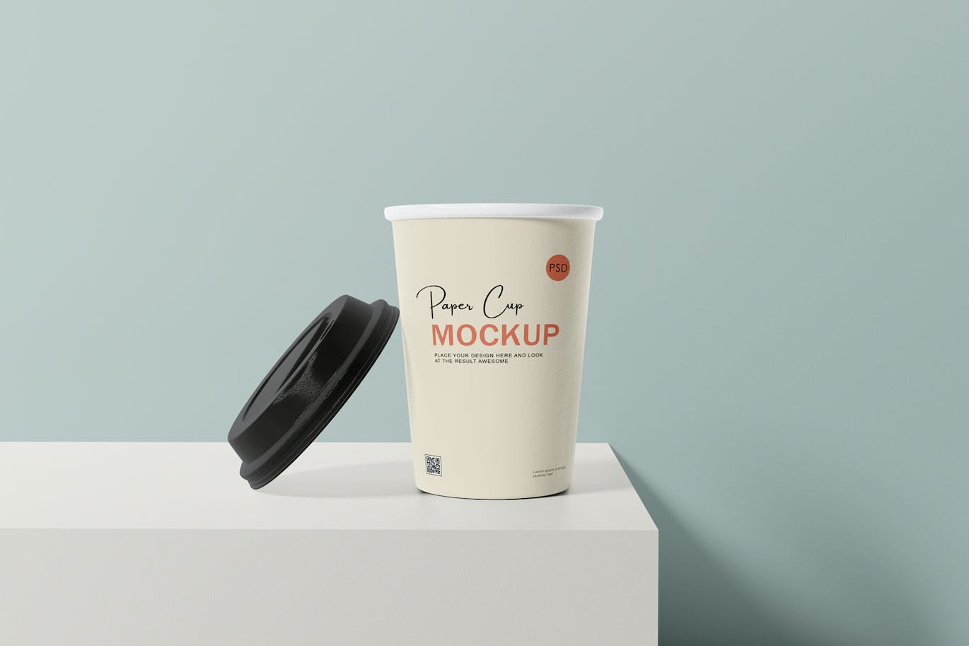 咖啡机咖啡杯包装设计样机 Coffee cup mockup with coffee machine 样机素材 sucaiwan.com