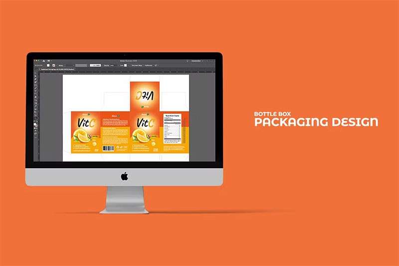 维生素C药瓶包装设计AI模板 样机素材 sucaiwan.com