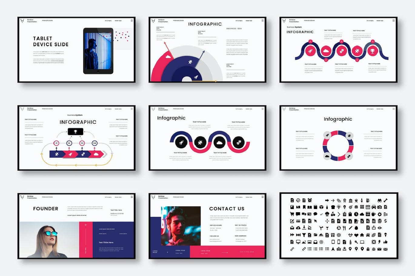 企业宣传材料PowerPoint演示模板 Renbow – Business PowerPoint Template 幻灯图表 sucaiwan.com