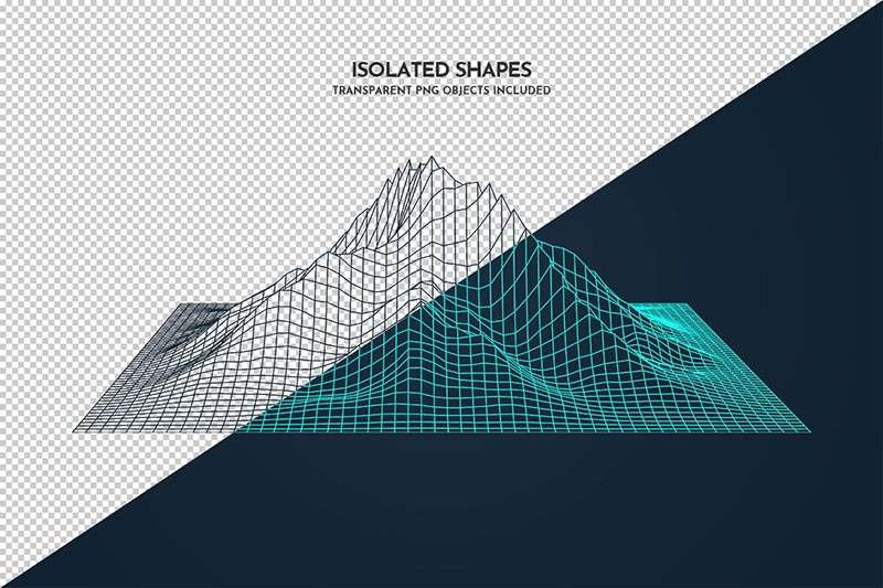 10个山脉网格PS笔刷 笔刷资源 sucaiwan.com