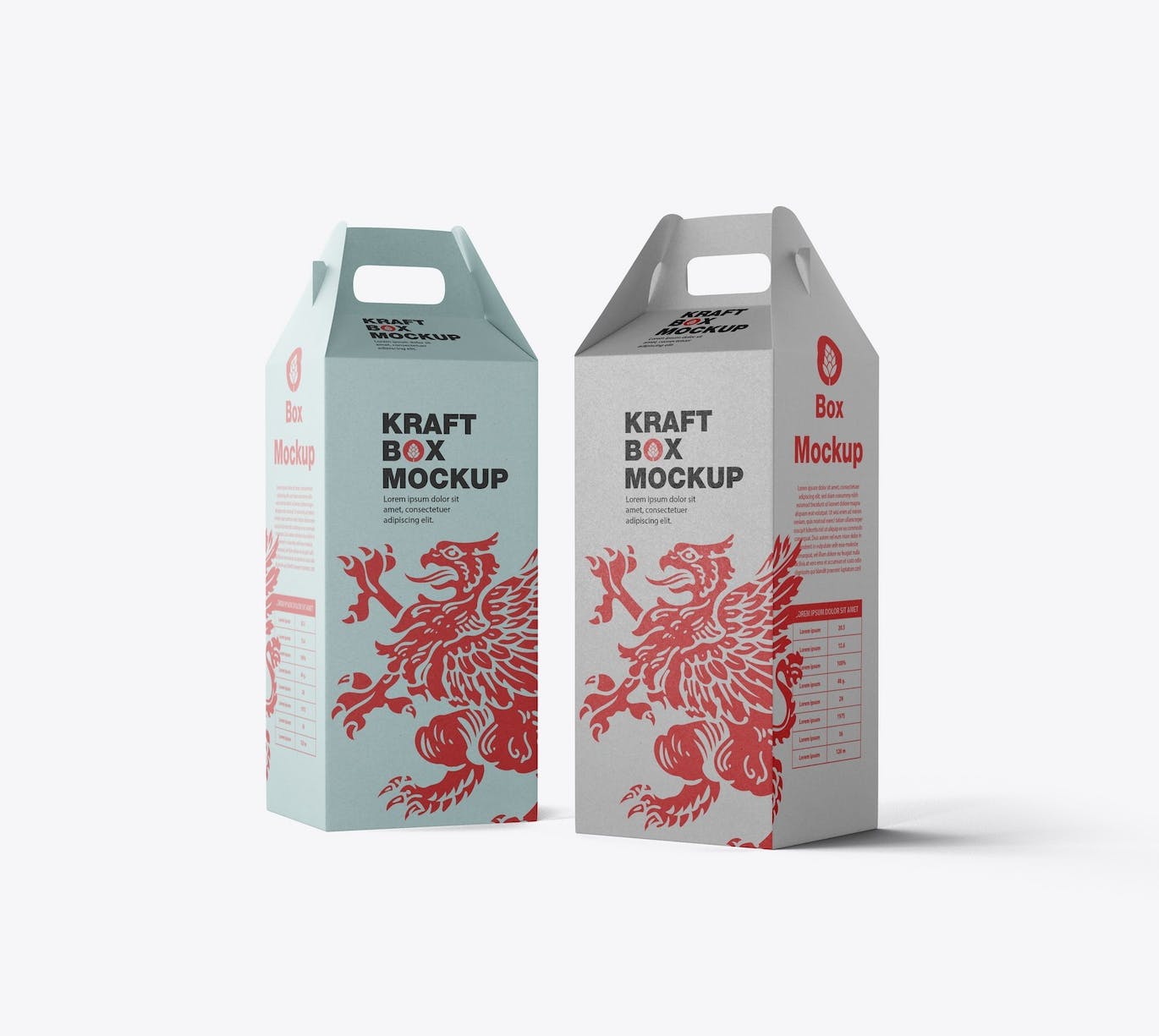 带把手的牛皮纸盒设计样机模板 Set Kraft Box with Handles Mockup APP UI sucaiwan.com