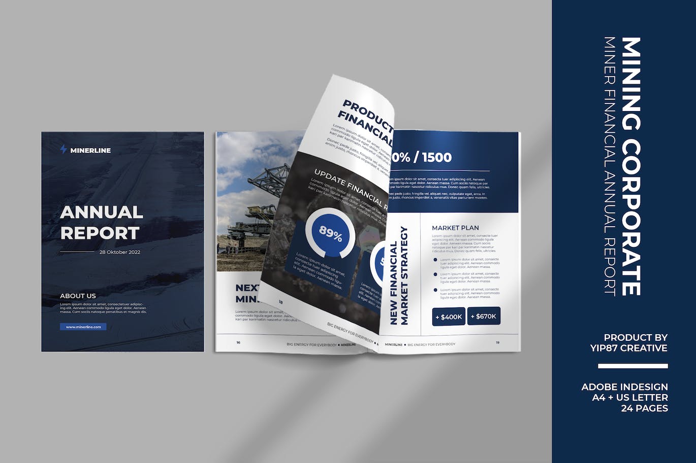 年度报告杂志设计模板 MINE – ANNUAL REPORT 幻灯图表 sucaiwan.com