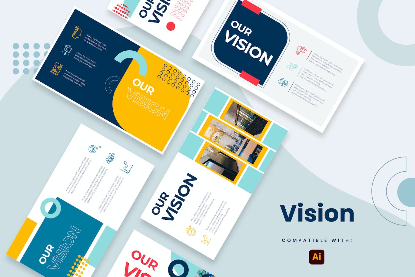 现代视觉幻灯片信息图表矢量模板 Business Vision Slides Illustrator Infographics 幻灯图表 sucaiwan.com