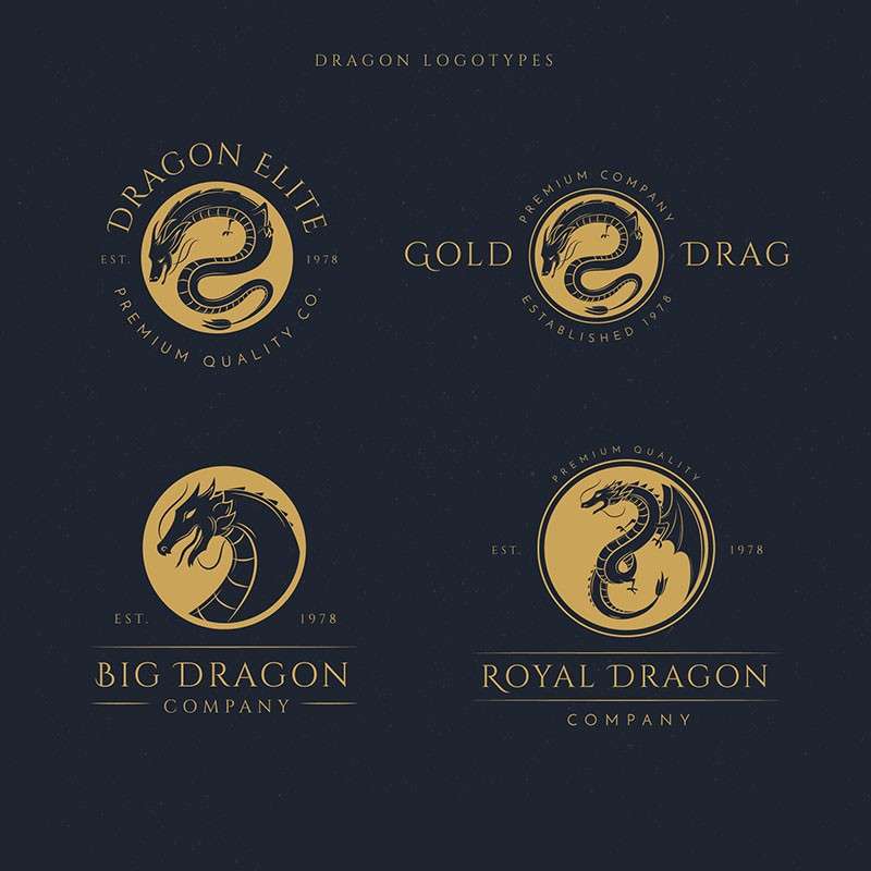 36个龙形LOGO标志矢量模板，AI源文件 图标素材 sucaiwan.com