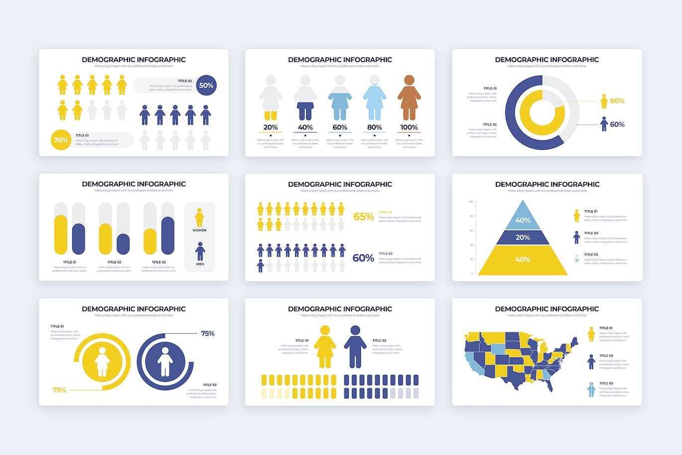 人口统计信息图表矢量模板 Business Demographics Illustrator Infographics 幻灯图表 sucaiwan.com